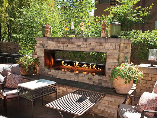 Outdoor patio gas fireplace